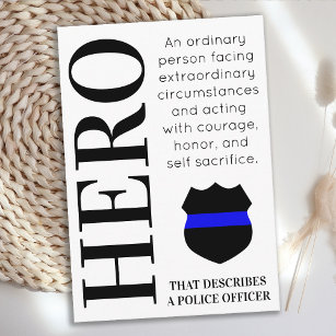 Police Officer Hero Thin Blue Line Personalized Thank You Card