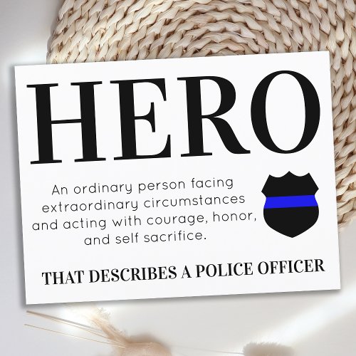 Police Officer Hero Thin Blue Line Thank You Postc Postcard