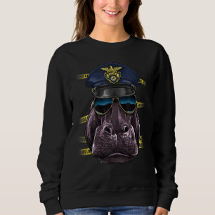 Police Officer Hippopotamus PD Cop Crime Scene Hip Sweatshirt