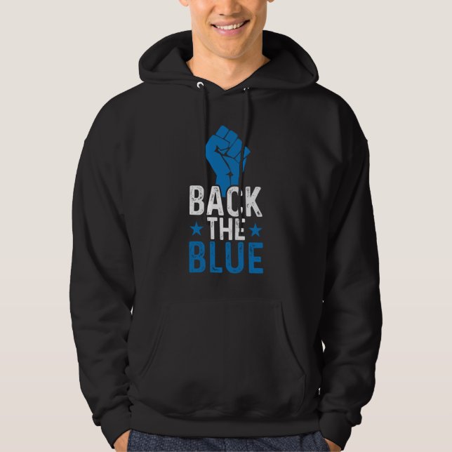 Police Officer I Back The Blue Police Supporter Hoodie (Front)
