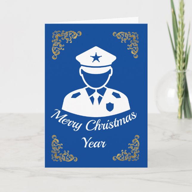 Police Officer Icon Christmas Card (Front)