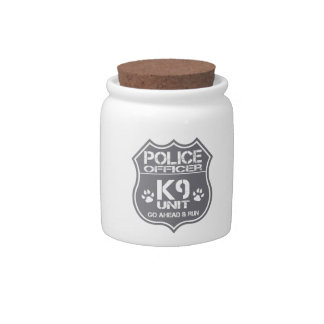 Police Officer K9 Unit Go Ahead Run Candy Jar