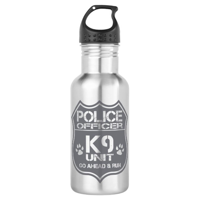 Police Officer K9 Unit Go Ahead Run Water Bottle (Front)