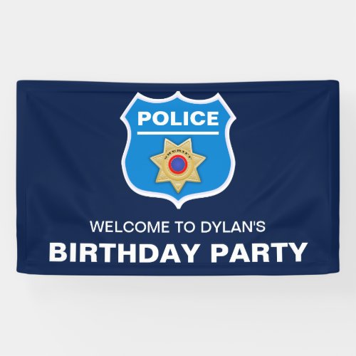 Police Officer Kids Birthday Party Banner