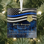 Police Officer Law Enforcement Custom Promotion Glass Ornament