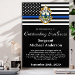 Police Officer Law Enforcement Department Logo Acrylic Print<br><div class="desc">Celebrate and show your appreciation to an outstanding Police Officer with this Thin Blue Line Award - American flag design in Police Flag colors , modern black blue design with custom police department logo. Personalize this police officer award with officers name, text with law enforcement department name, logo and community,...</div>