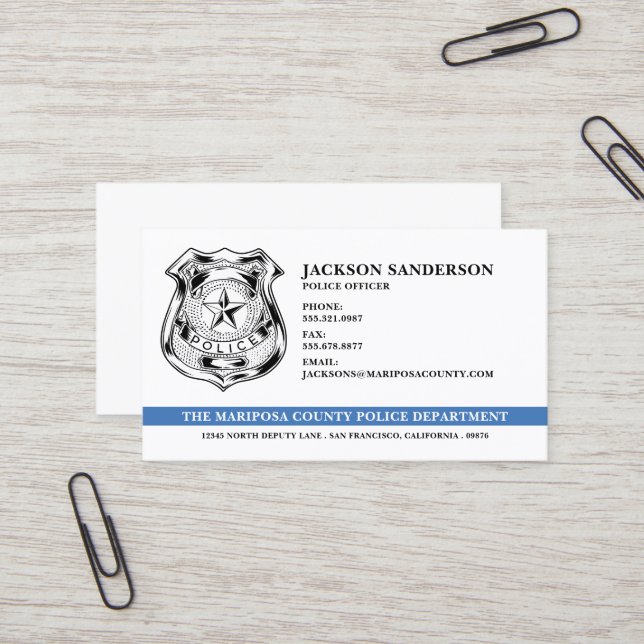 Police Officer Law Enforcement Department Logo Business Card (Front/Back In Situ)