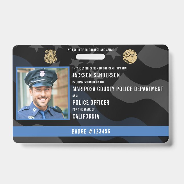 Police Officer Law Enforcement Employee Photo ID Badge (Front)