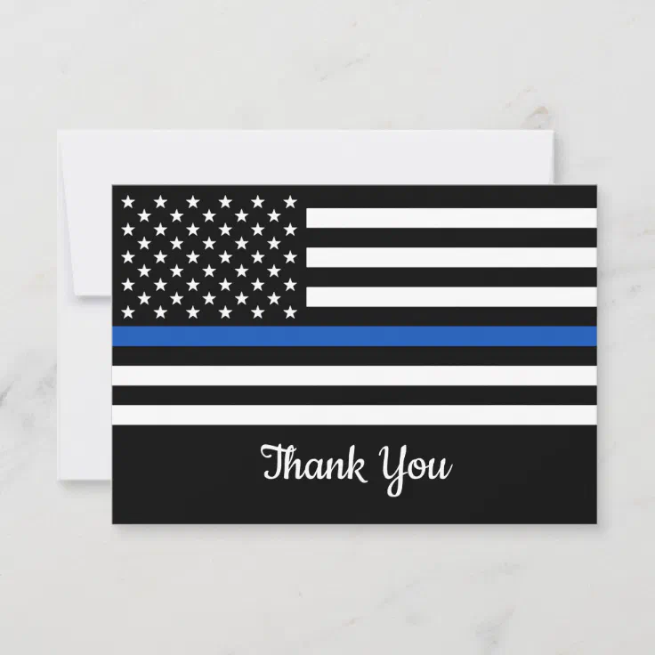 Police Officer Law Enforcement Flag Thin Blue Line Thank You Card 