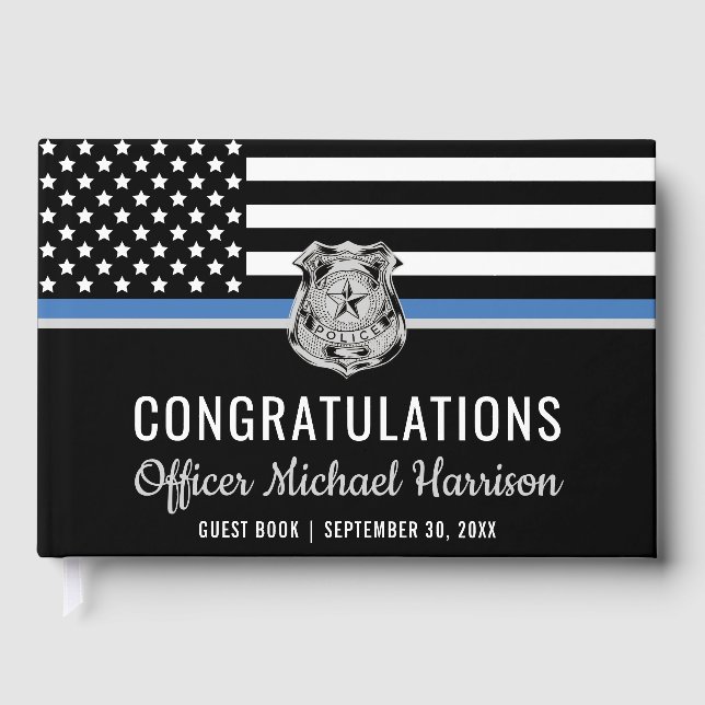 Police Officer Law Enforcement Graduation Guest Book (Front)