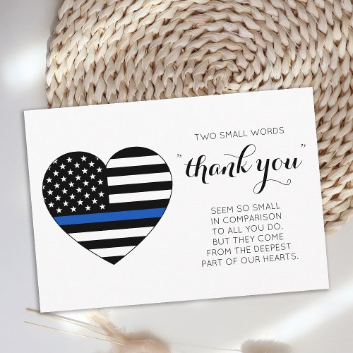 Police Officer Law Enforcement Heart American Flag Thank You Card