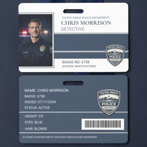 Police Officer Law Enforcement Photo ID Card Badge