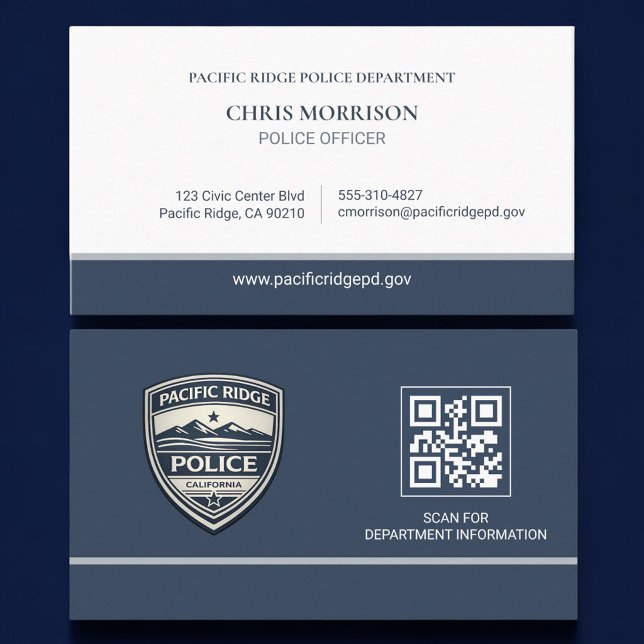 Police Officer Law Enforcement QR Code Logo Business Card (Creator Uploaded)