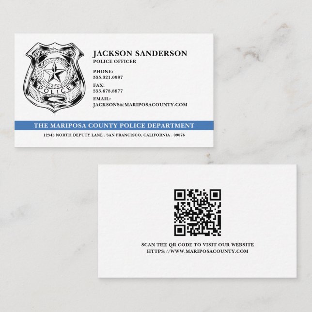 Police Officer Law Enforcement QR Code Logo Business Card (Front/Back)