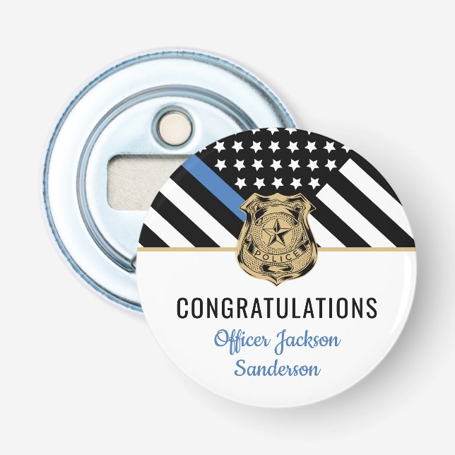 Police Officer Law Enforcement Retirement Party Bottle Opener (Front)