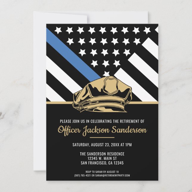 Police Officer Law Enforcement Retirement Party  Invitation (Front)