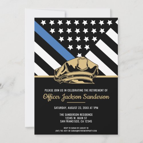 Police Officer Law Enforcement Retirement Party  Invitation