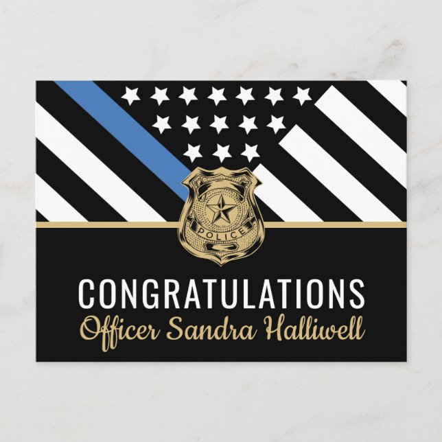 Police Officer Law Enforcement Retirement Postcard (Front)