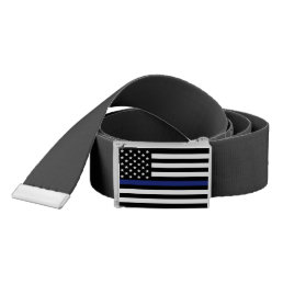 Police Officer Law Enforcement Thin Blue Line Flag Belt