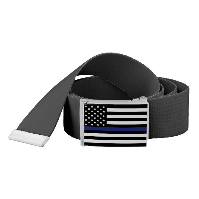 Police Officer Law Enforcement Thin Blue Line Flag Belt (Snake)