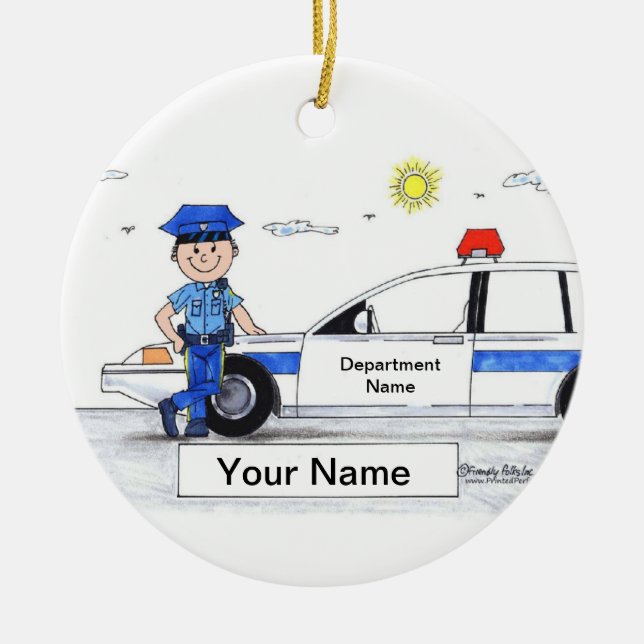 Police Officer - Male Ceramic Ornament (Front)