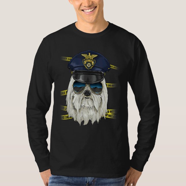 Police Officer Maltese Cop Crime Scene K9 Maltese  T-Shirt (Front)