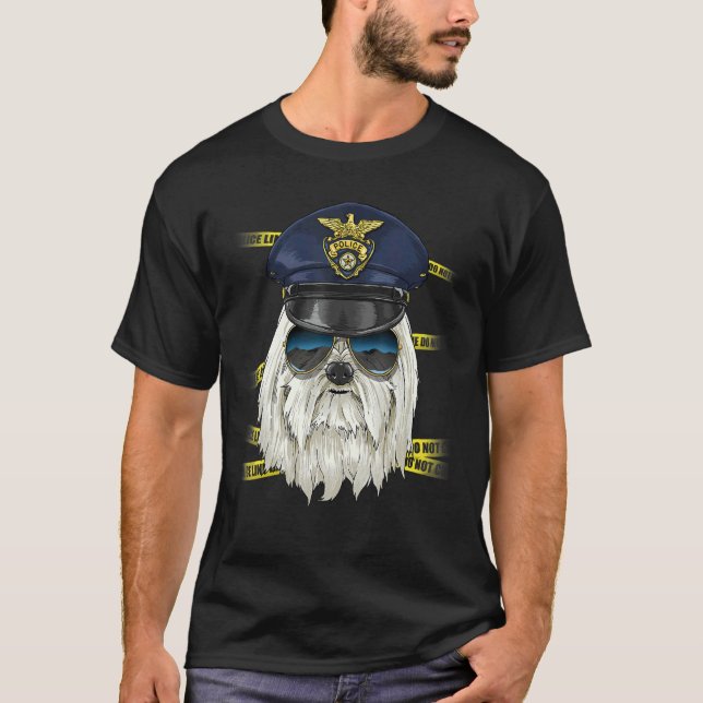 Police Officer Maltese Cop Crime Scene K9 Maltese  T-Shirt (Front)