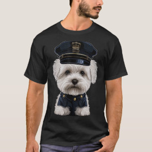 Police Officer Maltese dog Cop dog on Police Malte T-Shirt