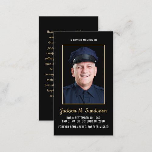 Police Officer Memorial Photo Prayer Card