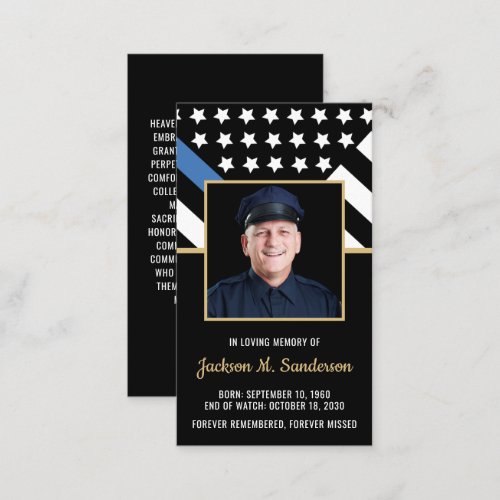 Police Officer Memorial Photo Prayer Card