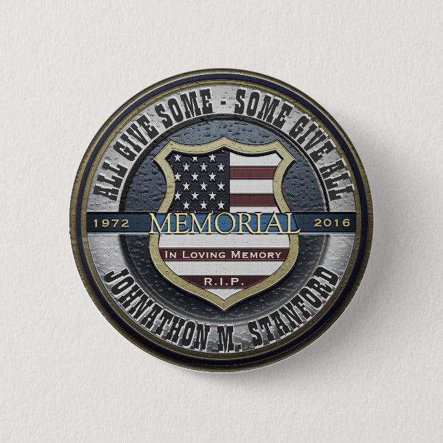 Police Officer Memorial Pinback Button (Front)