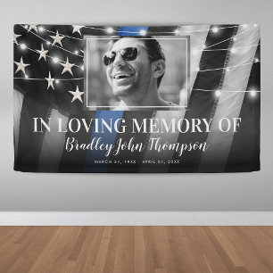 Police Officer Memorial   Thin Blue Line Banner