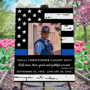 Police Officer Memorial Thin Blue Line Funeral Foam Board