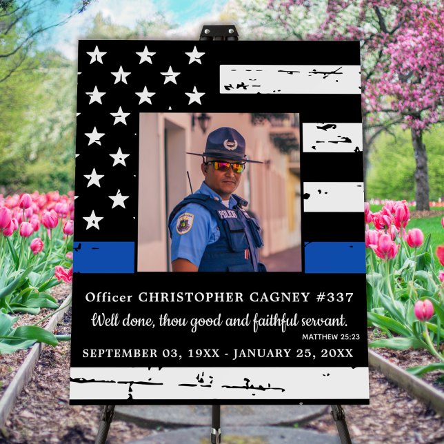 Police Officer Memorial Thin Blue Line Funeral Foam Board (Creator Uploaded)