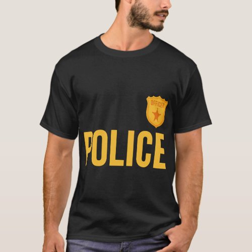 Police Officer Men Halloween Costume Adult Uniform T_Shirt