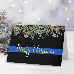 Police Officer Merry Christmas Law Enforcement Letterpress Thank You Card