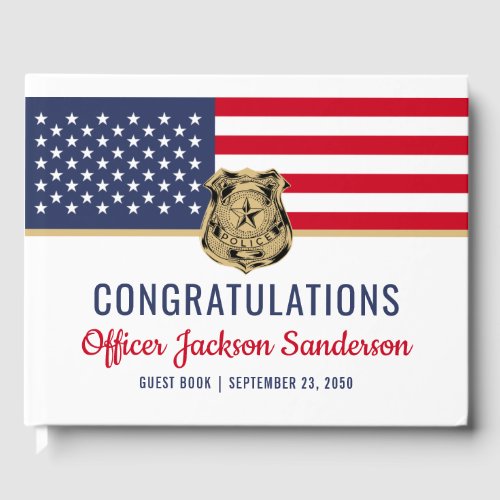 Police Officer Military Retirement American Flag