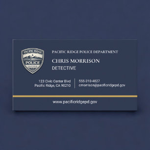 Police Officer Navy Blue Gold Business Card