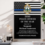 Police Officer Of The Year Award Department Logo Acrylic Print<br><div class="desc">Celebrate and show your appreciation to an outstanding Police Officer with this Thin Blue Line Police Officer Of The Year Award - American flag design in Police Flag colors , modern black blue design with custom police department logo. Personalize this police officer award with officers name, text with law enforcement...</div>