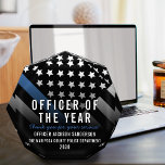 Police Officer of the Year Blue Line Flag Acrylic Award<br><div class="desc">This design features a police force flag with black and white stripes, and a thin blue line stripe as well. This award is great for showing appreciation to an officer sheriff, captain, or chief for their service and recognizing them as officer of the year.</div>