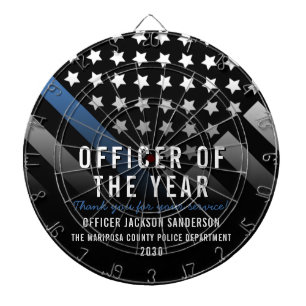 Police Officer of the Year Blue Line Flag Dart Board