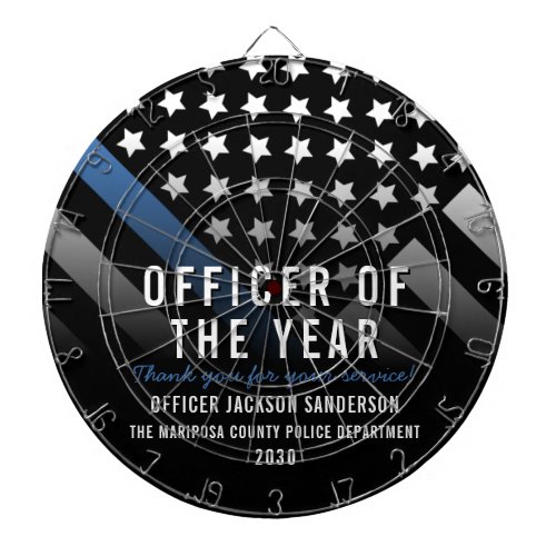 Police Officer of the Year Blue Line Flag Dart Board