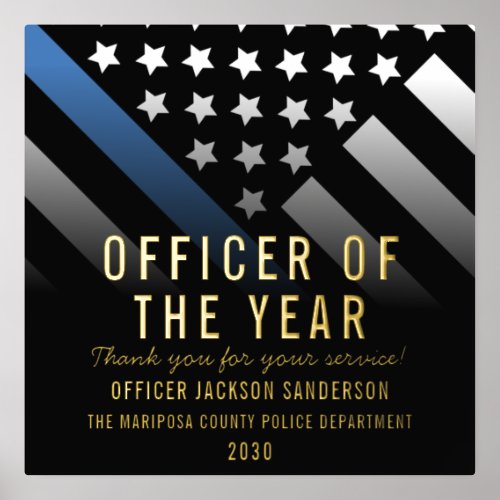 Police Officer of the Year Blue Line Flag Foil Prints