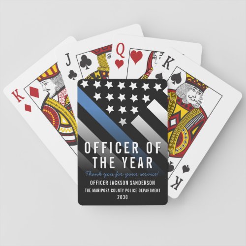 Police Officer of the Year Blue Line Flag Playing Cards