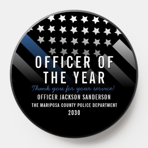 Police Officer of the Year Blue Line Flag PopSocket