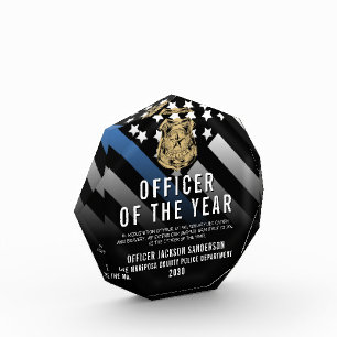 Police Officer of the Year Blue Line Logo Acrylic Award