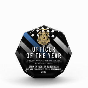 Police Officer of the Year Blue Line Logo Acrylic Award