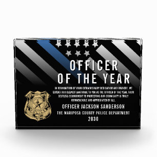 Police Officer of the Year Blue Line Logo Acrylic Award