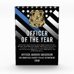 Police Officer of the Year Blue Line Logo Acrylic Award