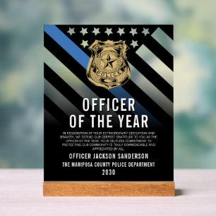 Police Officer of the Year Blue Line Logo Acrylic Sign